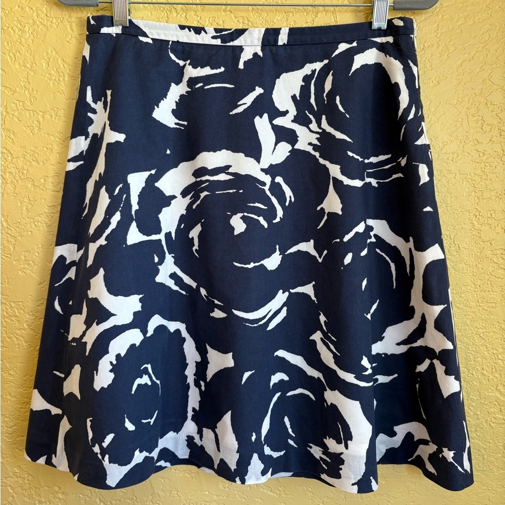 J. Crew Navy and White A-Line Skirt